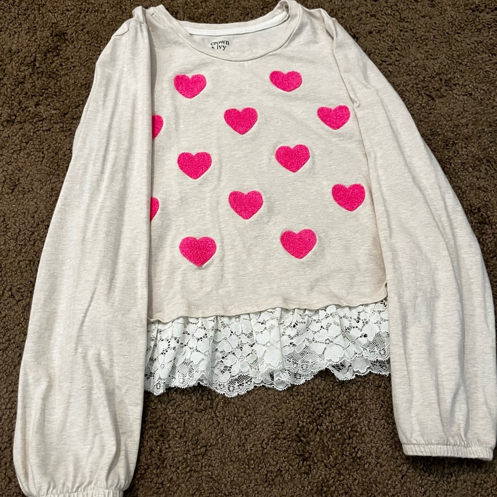 Crown & Ivy Kids Lace Heart Shirt
